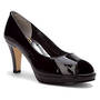 Ros Hommerson Prom Black Patent Peep Toe Platform Heel in a W and WW Width