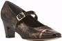 Rose Petal Radiant Black & Bronze Lizard Print Mary Jane High Heel